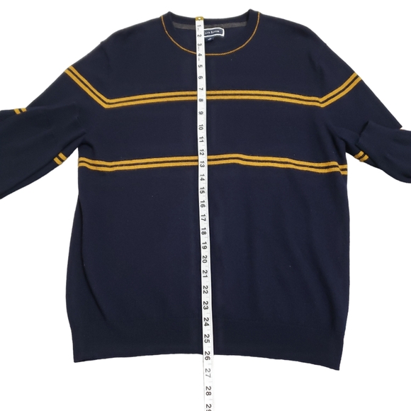 Club Room Mens Wool Blend Stripped  Crewneck Sweater Blue Yellow Size Large - Picture 5 of 9